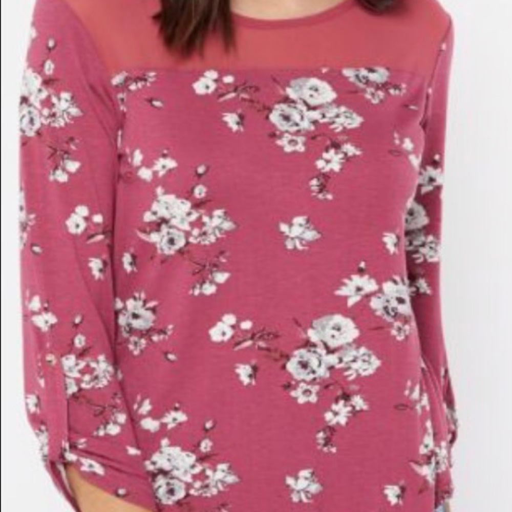 Pink floral blouse